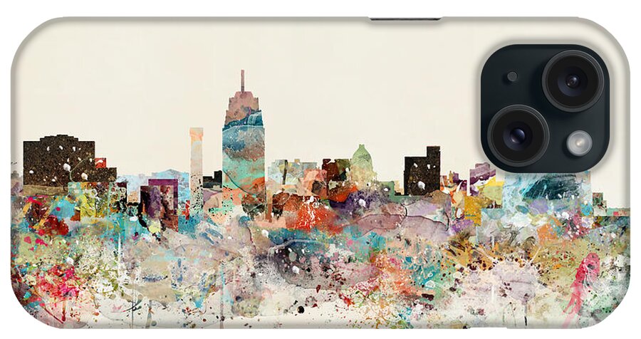 Lansing iPhone Case featuring the painting Lansing Michigan Skyline by Bri Buckley