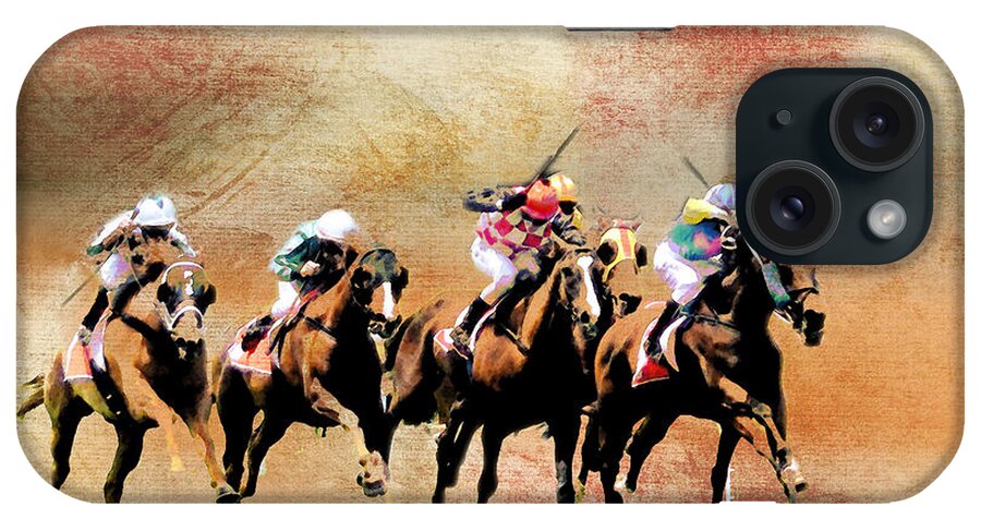 Horse Racing iPhone Case featuring the digital art Last Furlong by Roger Lighterness