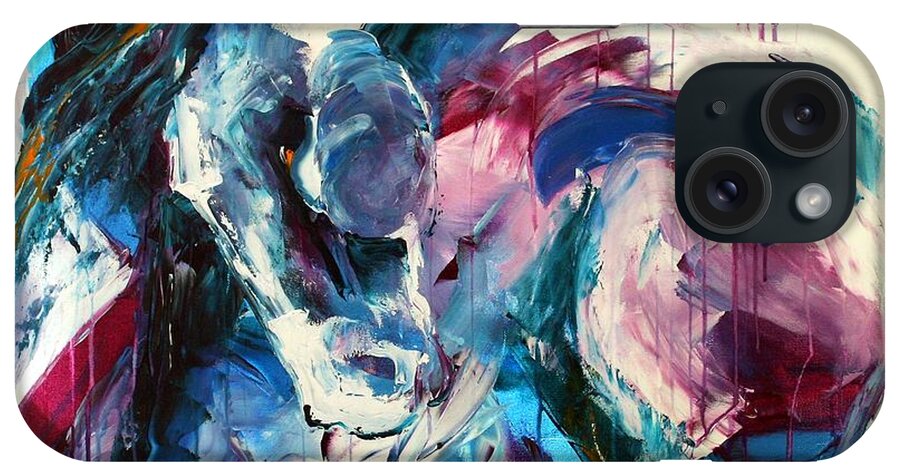 Horse Paintings iPhone Case featuring the painting Last Push by Laurie Pace