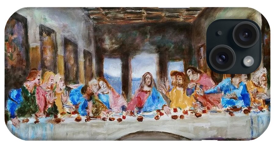 Last Supper iPhone Case featuring the painting Last supper. Leonardo Da Vinci. Sketch by Bachmors Artist