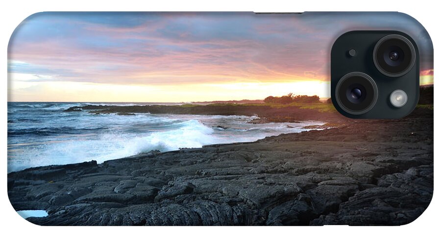 Aloha iPhone Case featuring the photograph Lava Field Sunset Big Island Hawaii by Lawrence Knutsson