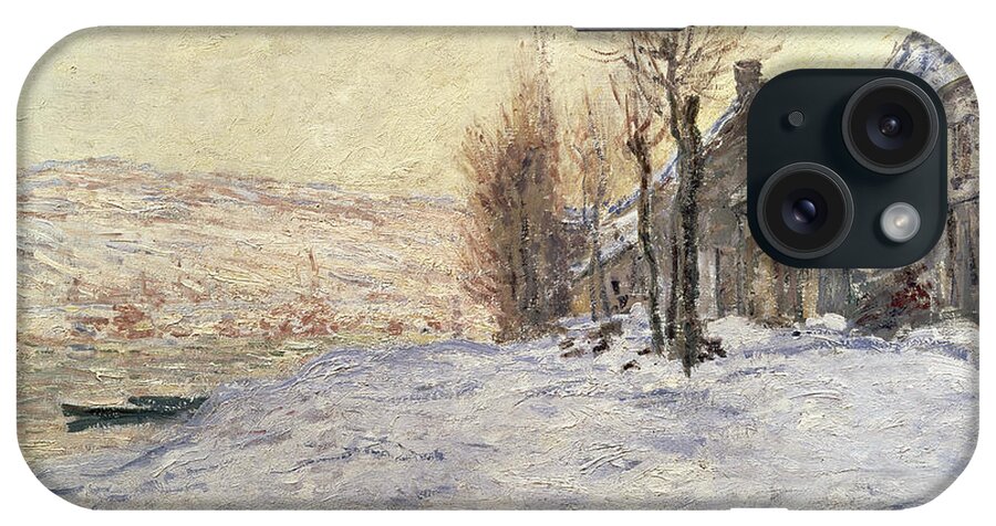 Snow iPhone Case featuring the painting Lavacourt under Snow by Claude Monet