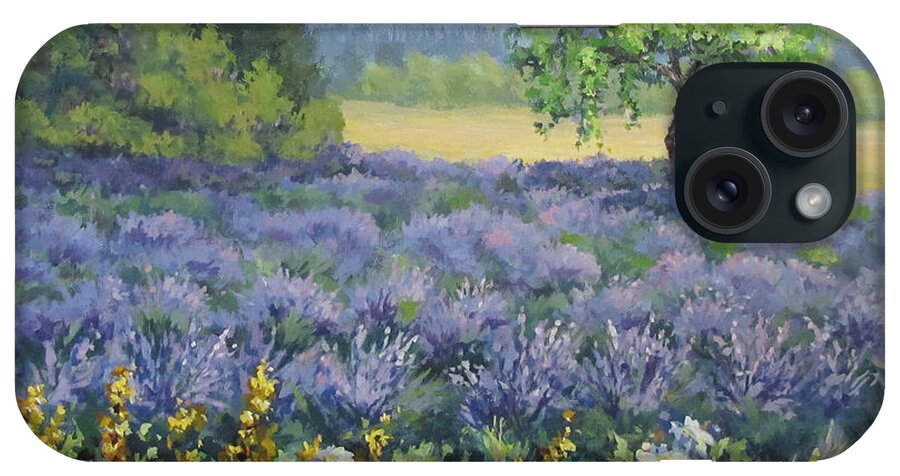 Landscape Painting iPhone Case featuring the painting Lavender and Wildflowers by Karen Ilari
