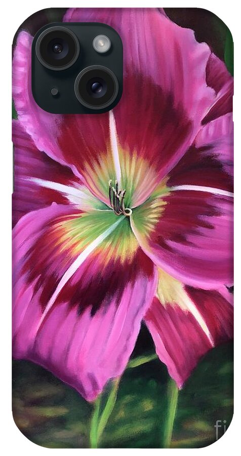 Daylily iPhone Case featuring the painting Lavender Daylily by Rand Burns