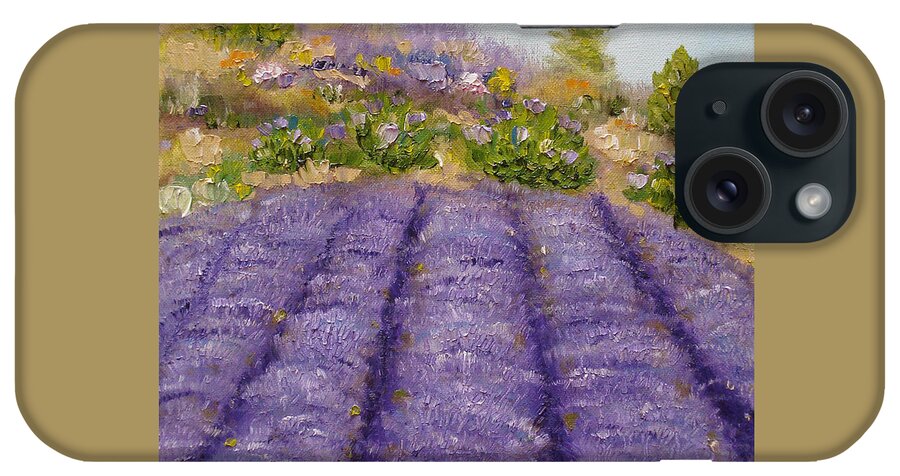 Lavender iPhone Case featuring the painting Lavender Field by Judith Rhue