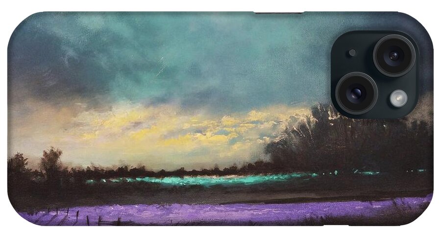 Blue And Lavender; Contemporary Landscape; Tom Shropshire Painting iPhone Case featuring the painting Lavender Fields by Tom Shropshire