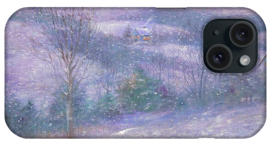 Tonal Style iPhone Case featuring the painting Lavender Impressionist snowscape by Judith Cheng