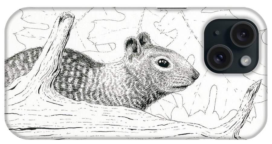 Squirrel iPhone Case featuring the drawing Laying Low by Timothy Livingston