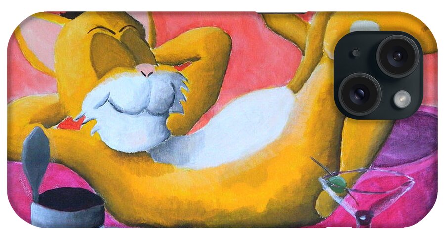Lazy Cat iPhone Case featuring the painting Lazy Cat by Winton Bochanowicz