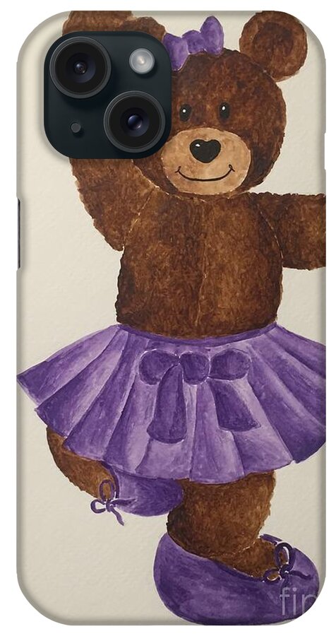 Teddy Bear iPhone Case featuring the painting Leah's Ballerina Bear 2 by Tamir Barkan