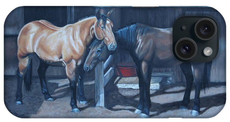 Horses iPhone Case featuring the painting Lean On Me by Tammy Taylor