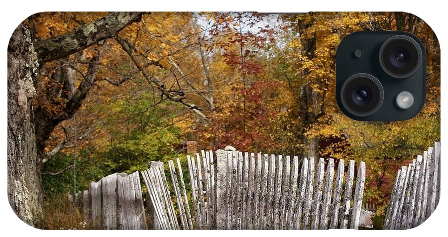 Autumn iPhone Case featuring the photograph Leaves along the fence by Lois Lepisto