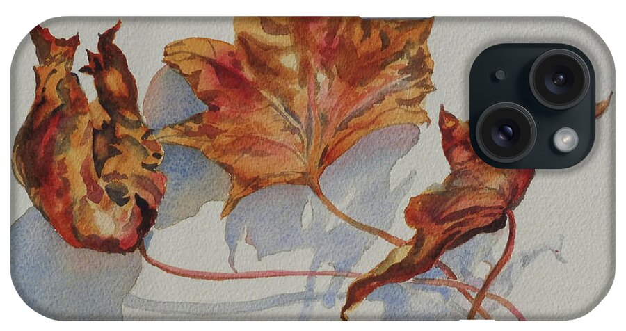 Leaves iPhone Case featuring the painting Leaves of Fall by Mary Haley-Rocks