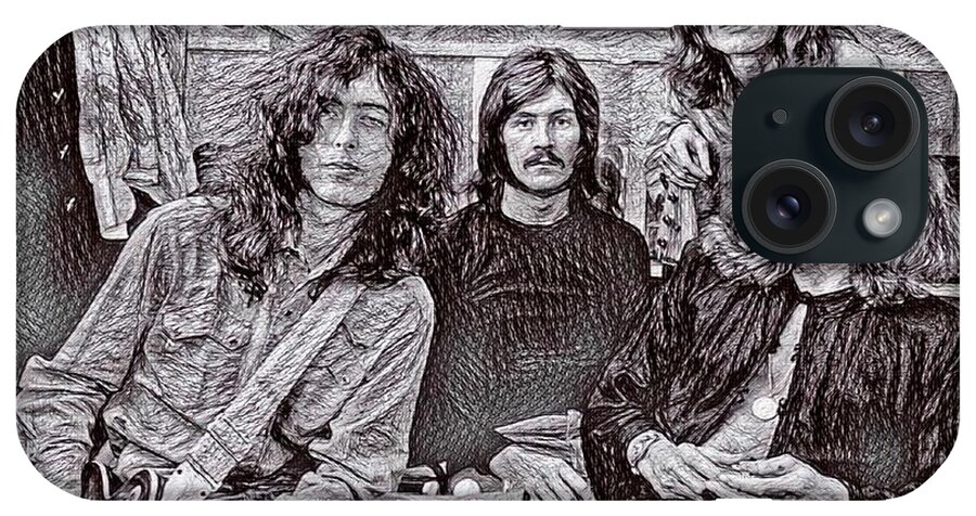 Led Zeppelin Drawing iPhone Case featuring the drawing Led Zeppelin Drawing by Pd