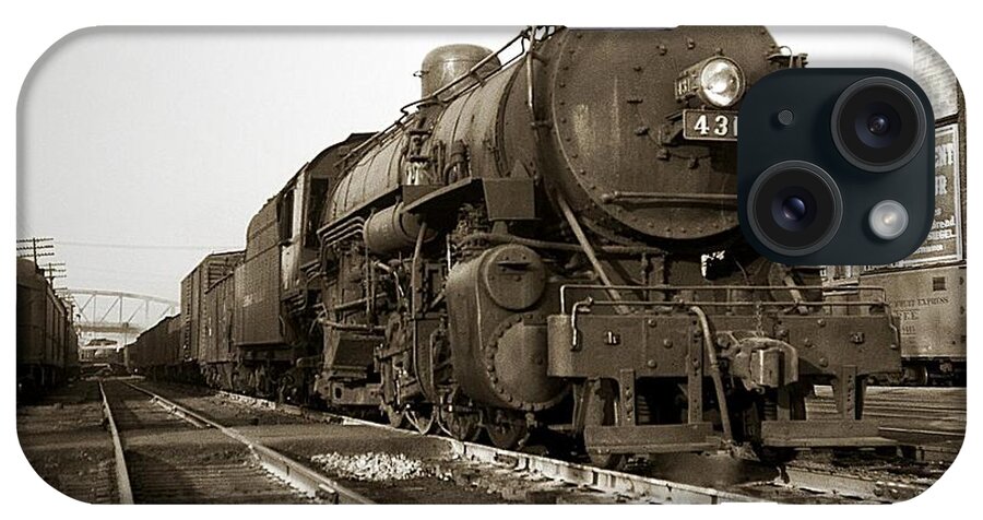 Lehigh Valley iPhone Case featuring the photograph Lehigh Valley Steam Locomotive 431 at Wilkes Barre PA. 1940s by Arthur Miller