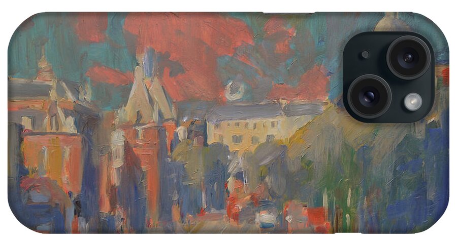 Red Cloud iPhone Case featuring the painting Leidse Plein red cloud by Nop Briex