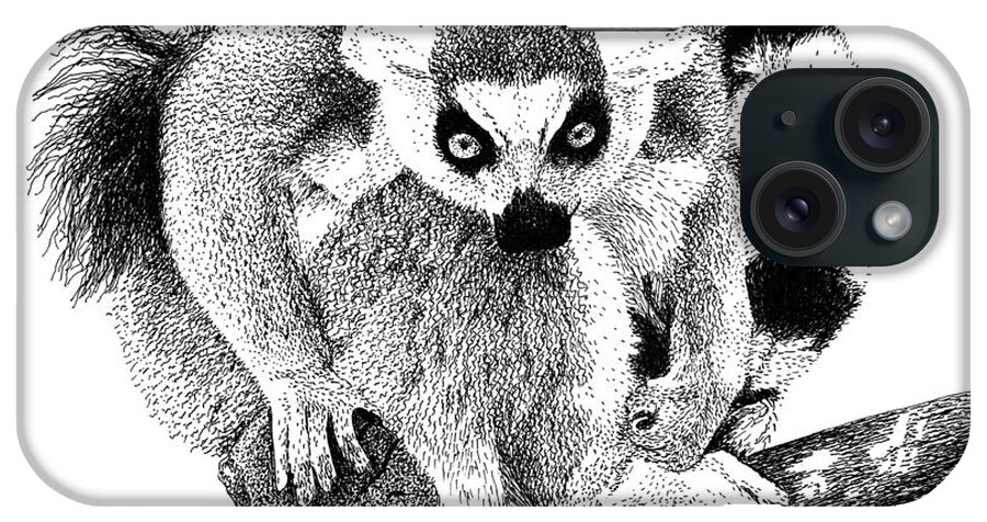 Lemur iPhone Case featuring the drawing Lemur by Scott Woyak