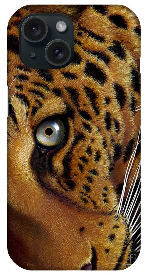 Leopard iPhone Case featuring the painting Leopard by Jurek Zamoyski