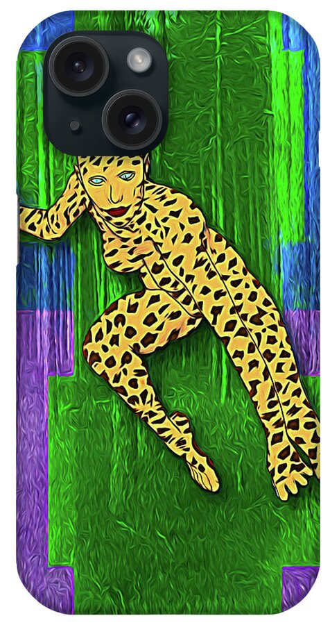 Surreal iPhone Case featuring the digital art Leopard Woman by John Haldane