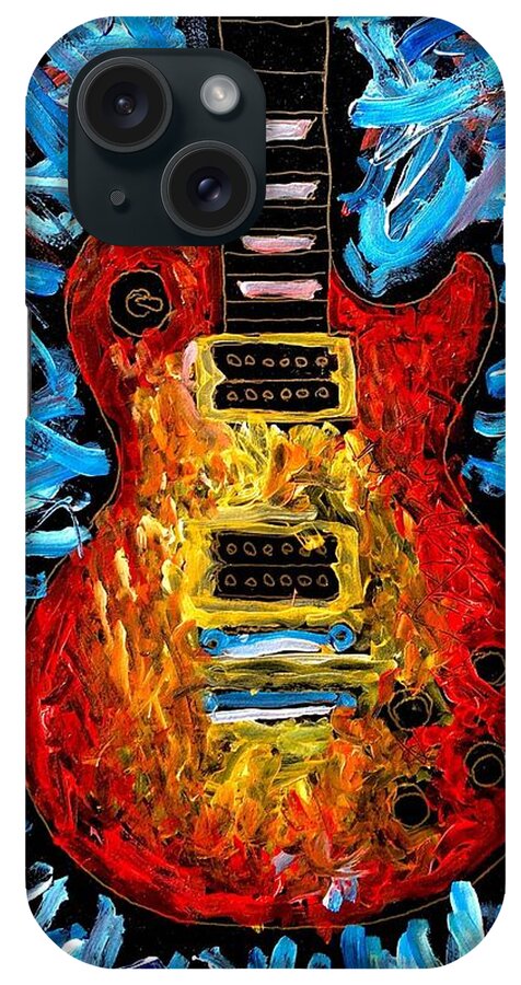 Guitar iPhone Case featuring the painting Les paul explosion by Neal Barbosa