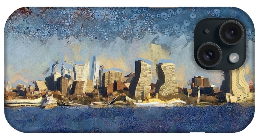 Building iPhone Case featuring the mixed media Less Wacky Philly Skyline by Trish Tritz