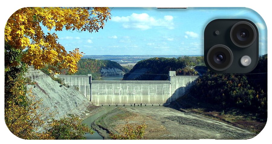 Letchworth State Park Mount Morris Dam Autumn Drought iPhone Case featuring the photograph Letchworth State Park Mount Morris Dam Autumn Drought by Rose Santuci-Sofranko