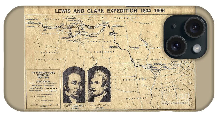 Lewis And Clark iPhone Case featuring the photograph Lewis and Clark Expedition Map by Charles Robinson