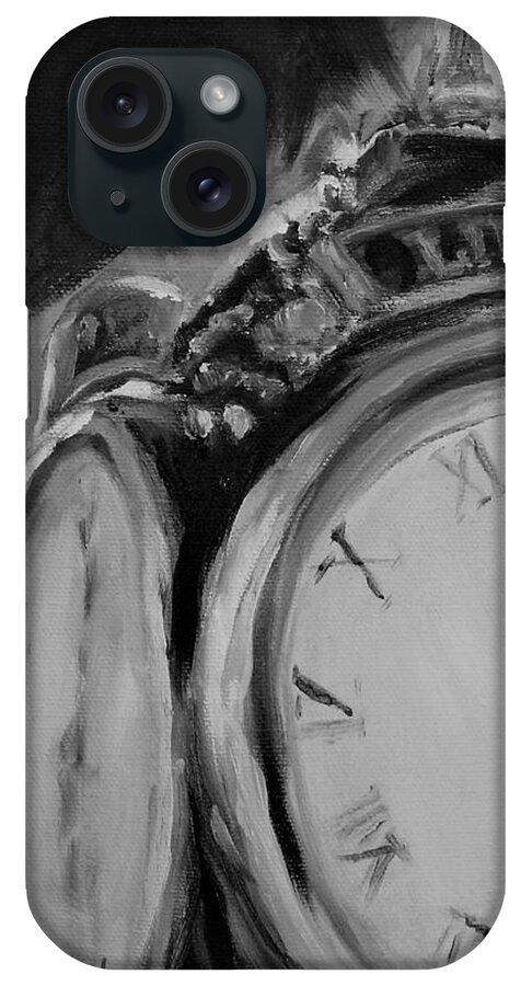 Clock iPhone Case featuring the painting Liberty I Vanilla by Kathy Lynn Goldbach