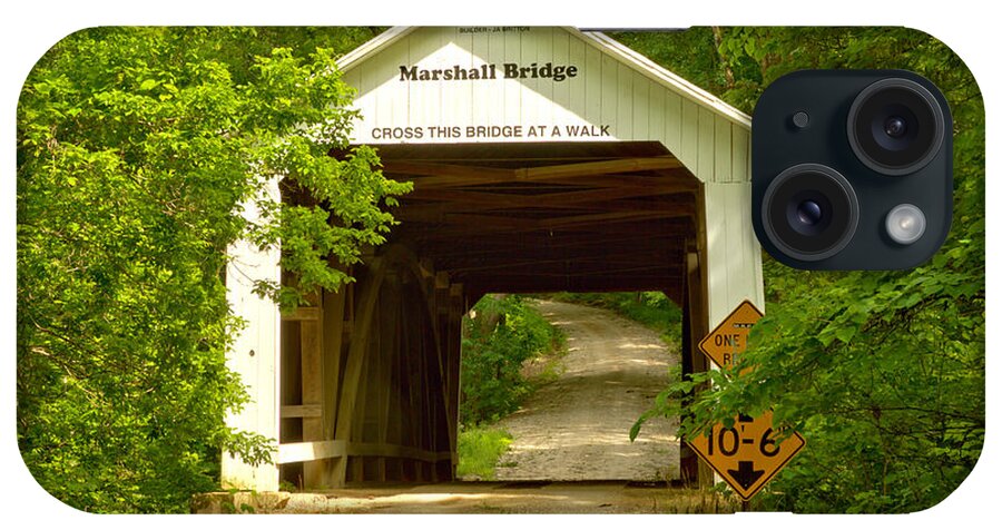 Marshall Covered Bridge. Indiana Marshall Covered Bridge iPhone Case featuring the photograph Liberty, Indiana Covered Bridge by Adam Jewell