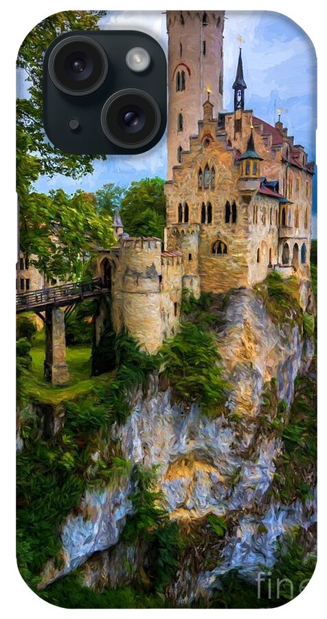 Lichtenstein Castle iPhone Case featuring the painting Lichtenstein Castle - Germany by Gary Whitton