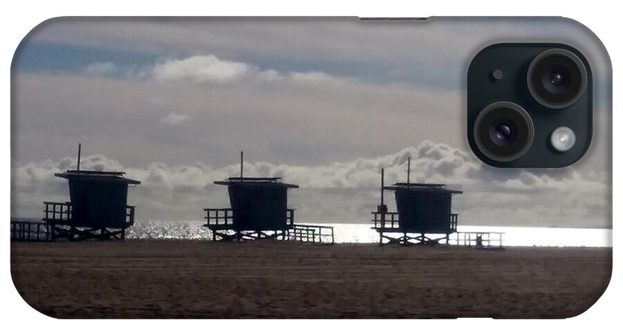 Life Guard iPhone Case featuring the photograph Lifeguard Towers on Venice Beach by Sin Lanchester