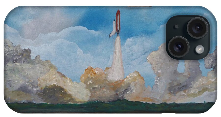 Space Shuttle iPhone Case featuring the painting Liftoff by Tony Rodriguez