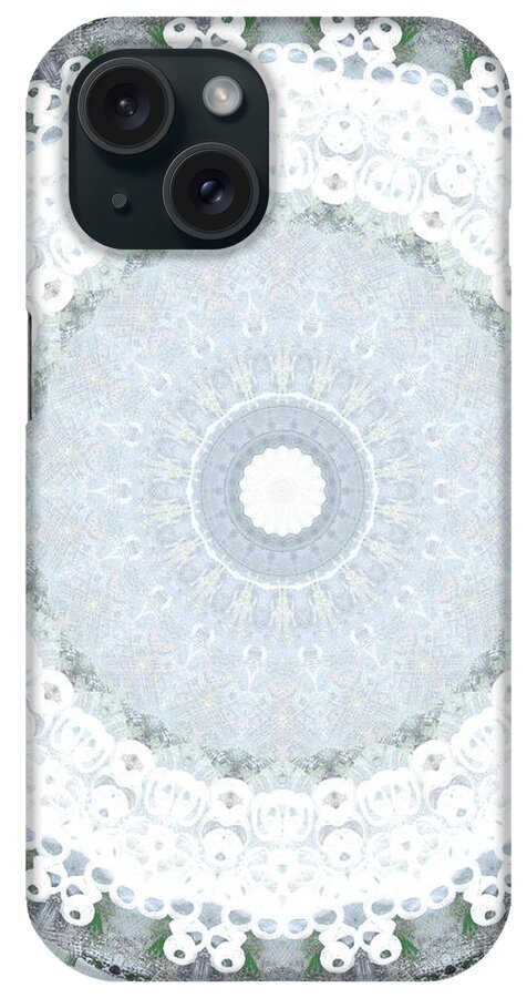 Mandala iPhone Case featuring the mixed media Light Blue Mandala- art by Linda Woods by Linda Woods