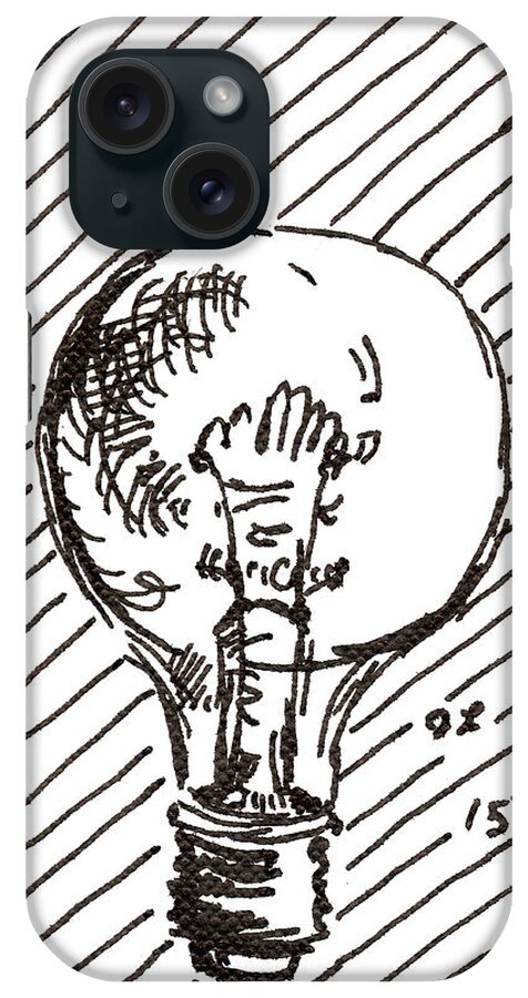 Light Bulb iPhone Case featuring the drawing Light Bulb 1 2015 - ACEO by Joseph A Langley