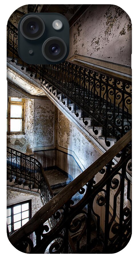 Abandoned iPhone Case featuring the photograph Light on the stairs - urban exploration by Dirk Ercken