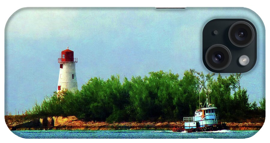 Boat iPhone Case featuring the photograph Lighthouse and Boat Nassau Bahamas by Susan Savad