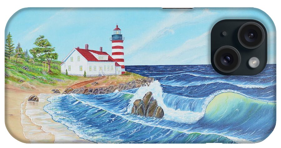 Clouds iPhone Case featuring the painting Lighthouse Life by Mary Scott