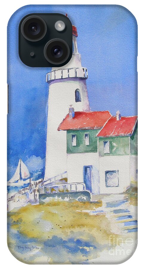 Lighthouse iPhone Case featuring the painting Lighthouse by Mary Haley-Rocks