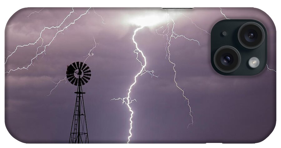 Kansas iPhone Case featuring the photograph Lightning and Windmill -02 by Rob Graham