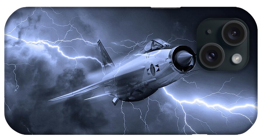 Lightning iPhone Case featuring the digital art Lightning Power - Mono by Airpower Art