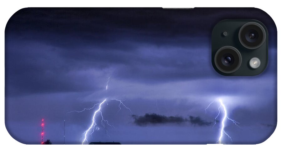Bouldercounty iPhone Case featuring the photograph Lightning Thunderstorm July 12 2011 Two Strikes over the City by James BO Insogna