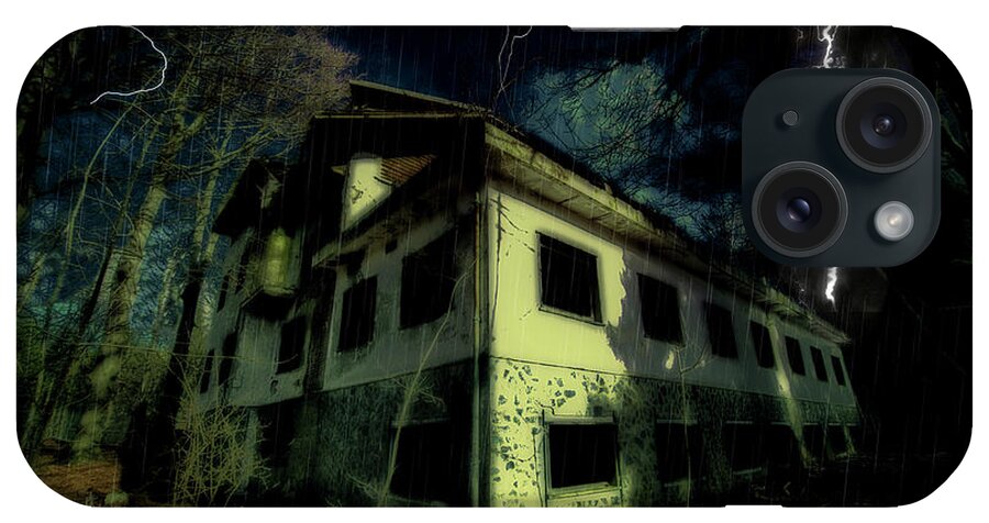 Atmosfera Da Incubo iPhone Case featuring the photograph LIGHTNINGS ON ABANDONED HOTEL ON LIGURIA MOUNTAINS HIGH WAY - Fulmini su hotel abbandonato sull'AV by Enrico Pelos