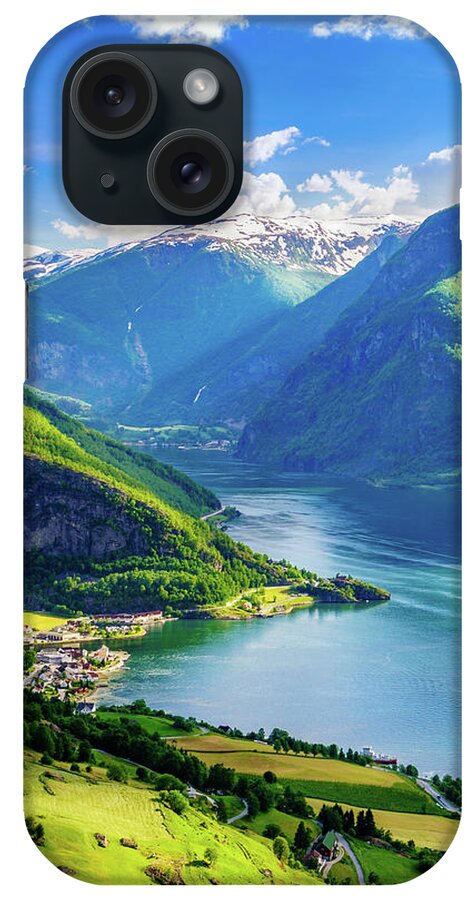 Aurland iPhone Case featuring the photograph Lights and shadows of Sognefjord by Dmytro Korol