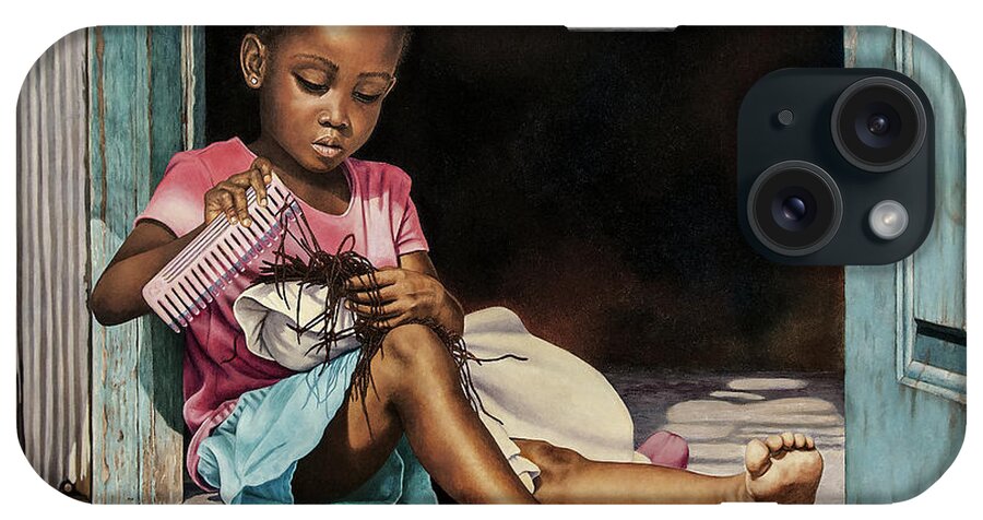 Fine Art iPhone Case featuring the painting Lil' Hair Braider by Nicole Minnis