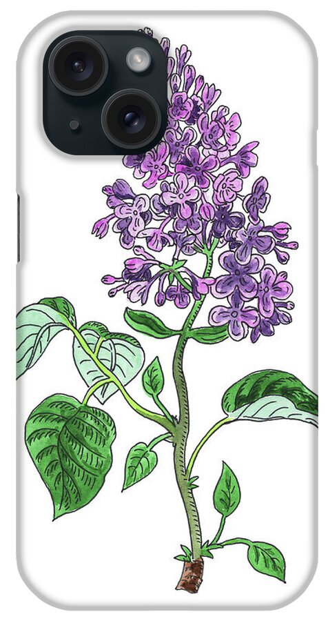 Lilac iPhone Case featuring the painting Lilac Flower Watercolor by Irina Sztukowski