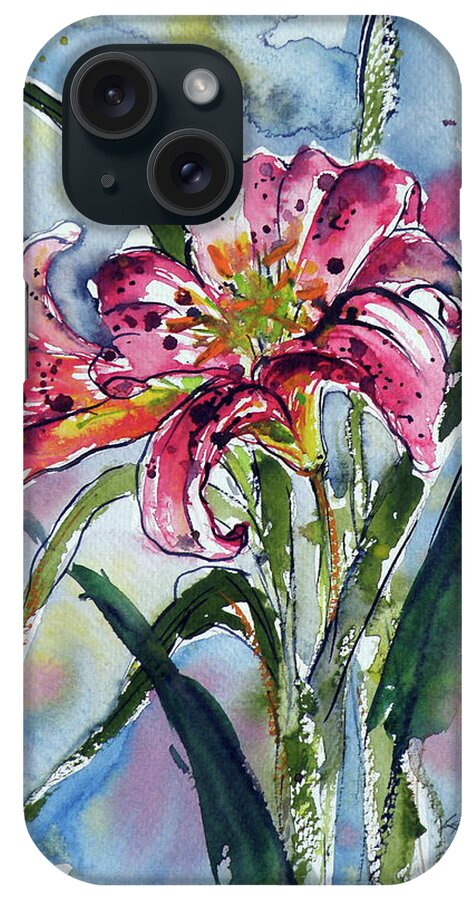 Flower iPhone Case featuring the painting Lilly by Kovacs Anna Brigitta