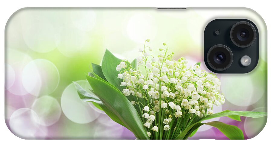 Valley iPhone Case featuring the photograph Lilly of Valley Posy in Glass by Anastasy Yarmolovich