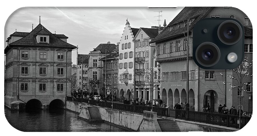 Limmat River iPhone Case featuring the photograph Limmat Riverfront in Zurich by Matt MacMillan