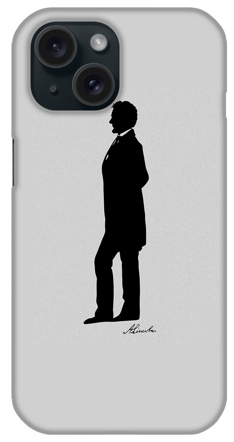 Abraham Lincoln iPhone Case featuring the digital art Lincoln Silhouette and Signature by War Is Hell Store