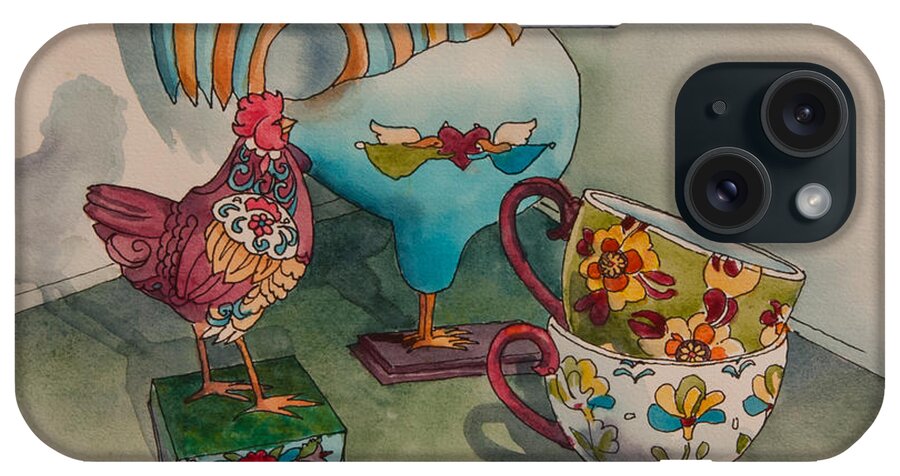 Still Life iPhone Case featuring the painting Linda's Chickens II by Heidi E Nelson